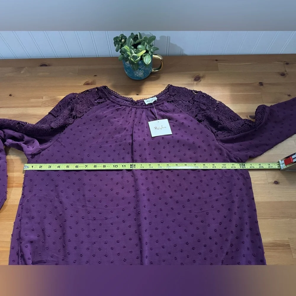 Remi James Purple Layered Long Sleeve Top Size 1X New With Tags - Picture 5 of 8